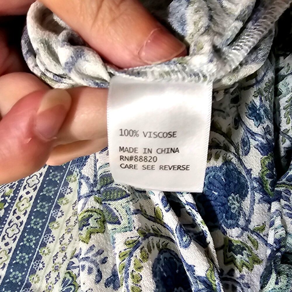Cynthia‎ Rowley Women's Blue & White Floral Print Blouse Size IX - Picture 7 of 11
